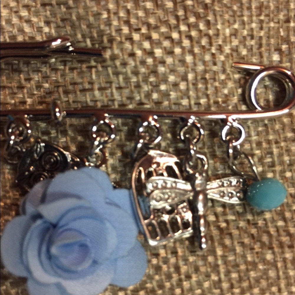 Safety Pin Charm Brooch